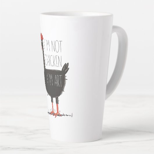 I'm Not Chicken, I'm Art - Quirky Retro T Shirt Milchtasse (Rechte Ecke)