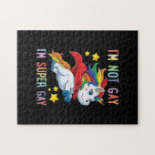 Im Not Gay Im Super Gay Pride LGBT Flag Unicorn Puzzle (Horizontal)