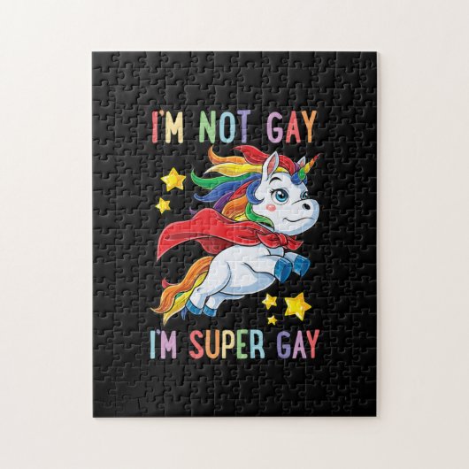Im Not Gay Im Super Gay Pride LGBT Flag Unicorn Puzzle (Vertikal)