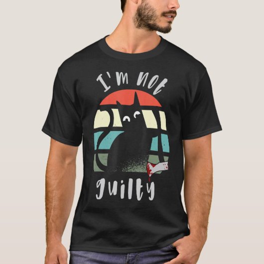 I'm not guilty Innocent Cat with knife Halloween T-Shirt (Vorderseite)