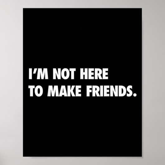 I'm Not Here To Make Friends Humor Sarcastic Gift Poster (Vorne)