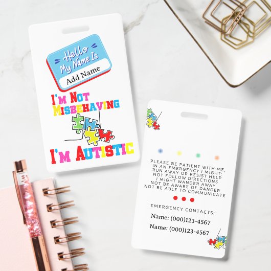 Im Not Misbehaving I have Autism ID Badge  Ausweis (Büro)