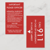 Im Notfall &Arrest Warnung Terminkarte (Vorne/Hinten)