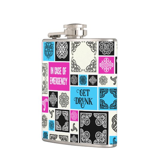 Im Notfall Betrunkene Funny Black & White Flachmann (Links)