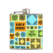 Im Notfall Betrunkene Orange & Blue Flachmann (Vorderseite)