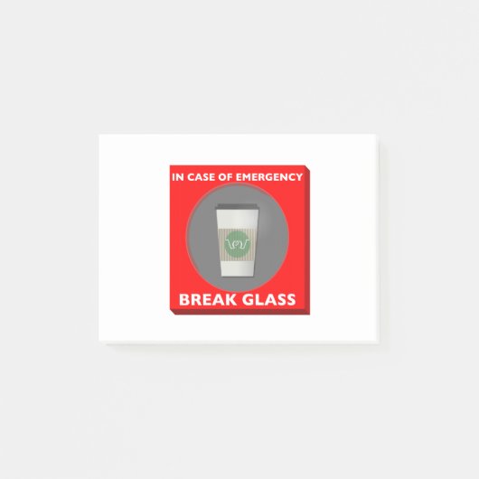 Im Notfall Bruch-Glas Post-it Klebezettel (Vorderseite)