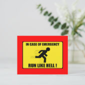 Im Notfall ... Lauf wie Hell Postkarte (Stehend Vorderseite)