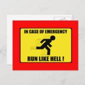 Im Notfall ... Lauf wie Hell Postkarte (Vorne/Hinten)