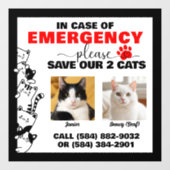 Im Notfall Rett 2 Katzen mit benutzerdefiniertem F Fensteraufkleber (Blatt)
