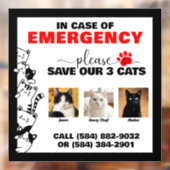 Im Notfall Rett 3 Katzen mit benutzerdefiniertem F Fensteraufkleber (Blatt 2)