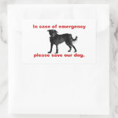 Im Notfall rett unserem Hund Rechteckiger Aufkleber (Tasche)