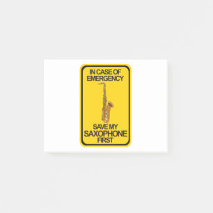 Im Notfall Rettete mein Saxophon zuerst Post-it Klebezettel