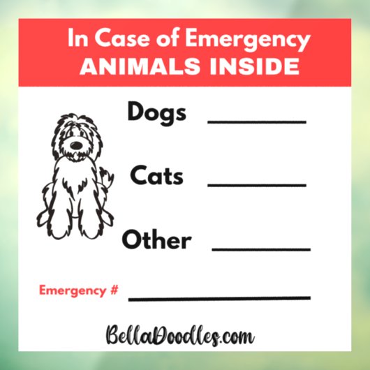 Im Notfall: Tiere im Innern des Fensters Fensteraufkleber (Blatt 3)