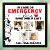 Im Notfall werden 5 Katzen mit benutzerdefiniertem Fensteraufkleber (Blatt 3)