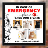 Im Notfall werden 5 Katzen mit benutzerdefiniertem Fensteraufkleber (Blatt 2)