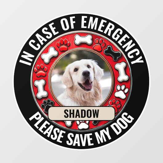Im Notfall wird mein Hund Gerettet Fensteraufkleber (Blatt)