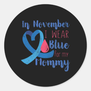 Im November T1d Awareness Ribbon Blue für Mommy Di Runder Aufkleber