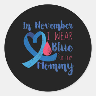 Im November T1d Awareness Ribbon Blue für Mommy Di Runder Aufkleber