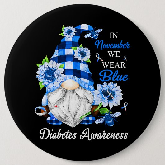 Im November tragen wir blaue Gnome Diabetes-Bewuss Button (Vorderseite)