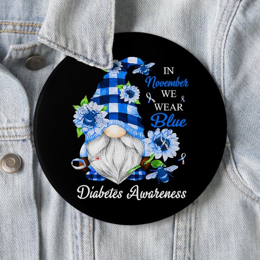 Im November tragen wir blaue Gnome Diabetes-Bewuss Button (Beispiel)