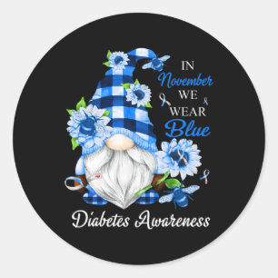 Im November tragen wir blaue Gnome Diabetes-Bewuss Runder Aufkleber