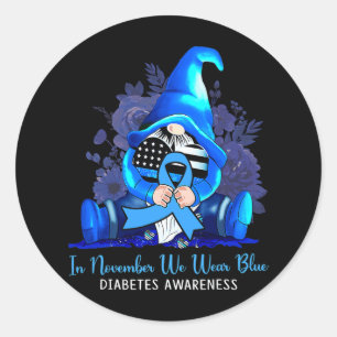 Im November tragen wir blaue Gnome Diabetes-Bewuss Runder Aufkleber