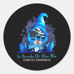 Im November tragen wir blaue Gnome Diabetes-Bewuss Runder Aufkleber