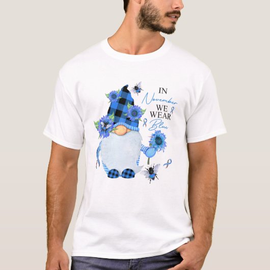 Im November tragen wir blaue Gnome Diabetes-Bewuss T-Shirt (Vorderseite)