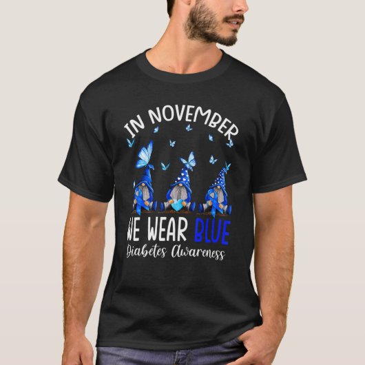 Im November tragen wir blaue Gnome Diabetes-Bewuss T-Shirt (Vorderseite)