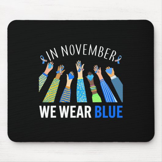 Im November tragen wir blaue Hände Diabetes Bewuss Mousepad (Vorne)