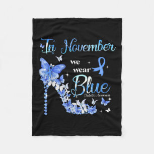 Im November tragen wir blaue Schmetterlinge Diabet Fleecedecke