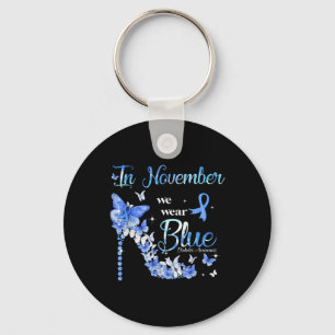 Im November tragen wir blaue Schmetterlinge Diabet Schlüsselanhänger