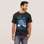 Im November tragen wir blaue Schuhe Blume Diabetes T-Shirt (Vorne ganz)