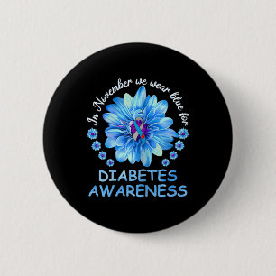 Im November tragen wir blaue Sonnenblumen Diabetes Button