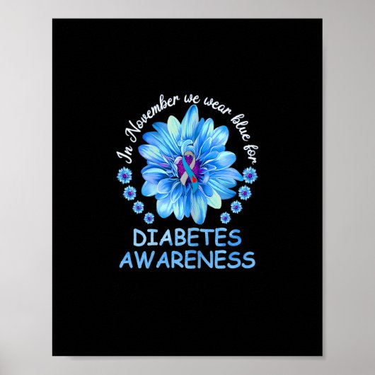 Im November tragen wir blaue Sonnenblumen Diabetes Poster (Vorne)