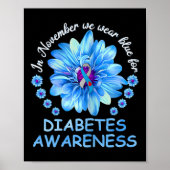 Im November tragen wir blaue Sonnenblumen Diabetes Poster (Vorne)
