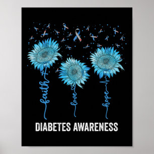 Im November tragen wir blaue Sonnenblumen Diabetes Poster