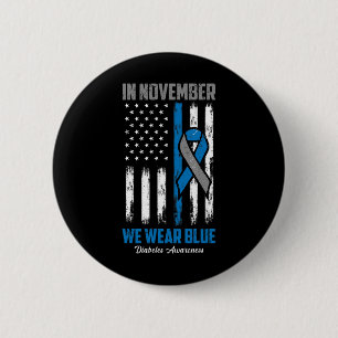 Im November tragen wir blaue US-Flagge Diabetes Aw Button