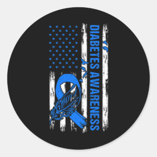 Im November tragen wir blaue US-Flagge Diabetes Aw Runder Aufkleber