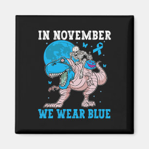 Im November tragen wir blauen Diabetes Trex Dino K Magnet
