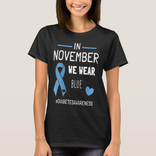 Im November tragen wir blauen Diabetes Typ 1. T-Shirt (Vorderseite)