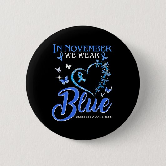 Im November tragen wir Blauer Herzschlag Diabetes. Button (Vorderseite)