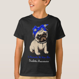 Im November tragen wir Blauer Mops Hunde Diabetes- T-Shirt