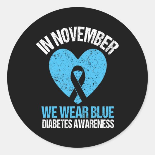Im November tragen wir blaues Diabetes Awareness B Runder Aufkleber (Vorderseite)