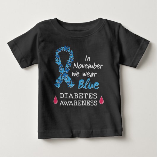 Im November tragen wir blaues Diabetes-Bewusstsein Baby T-shirt (Vorderseite)