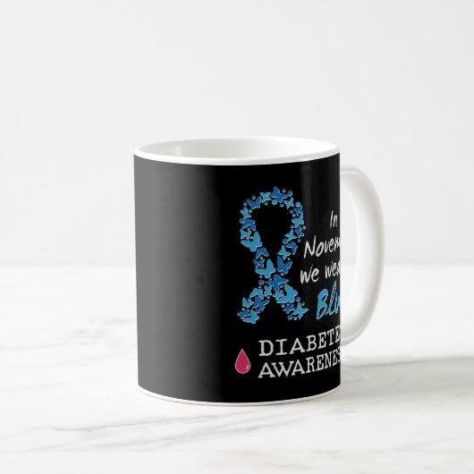 Im November tragen wir blaues Diabetes-Bewusstsein Kaffeetasse (VorderseiteRechts)