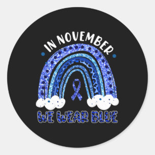 Im November tragen wir Blauleopard-Rainbow-Diabete Runder Aufkleber