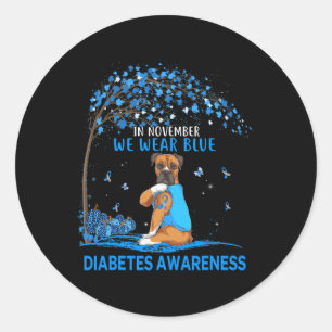 Im November tragen wir Blue Boxer Tattoo Dog Diabe Runder Aufkleber
