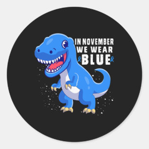 Im November tragen wir Blue Dinosaurier Diabetes A Runder Aufkleber