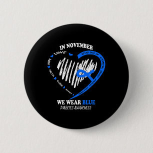 Im November tragen wir Blue Messy Bun Diabetes Awa Button